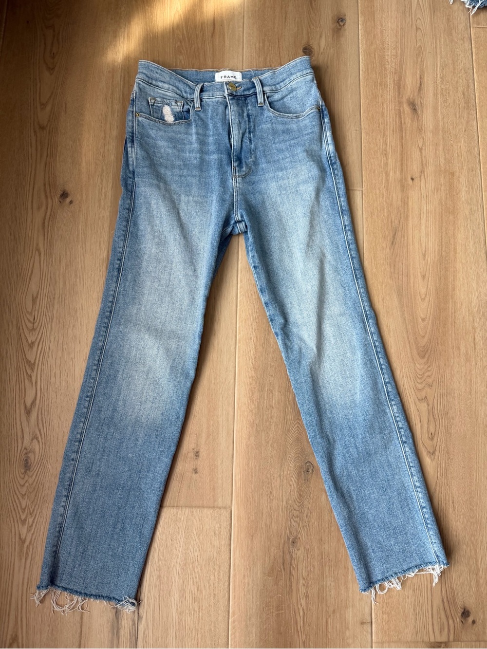 Frame Denim Light Wash Straight Leg Jeans